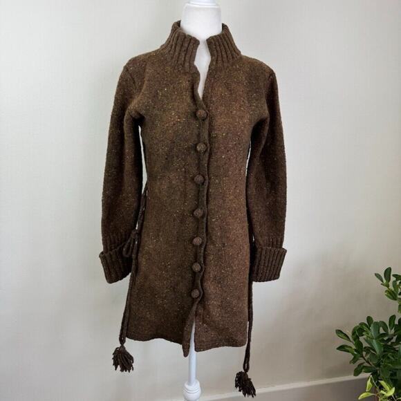 Vintage Wool Button Cardigan Sweater Petite Medium Fit Small Brown Fairycore - Picture 1 of 10